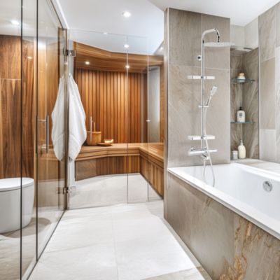 Colonne bain douche thermostatique avec tablette, pomme de tête ronde, douchette et flexible, chrome, Valentin Opium