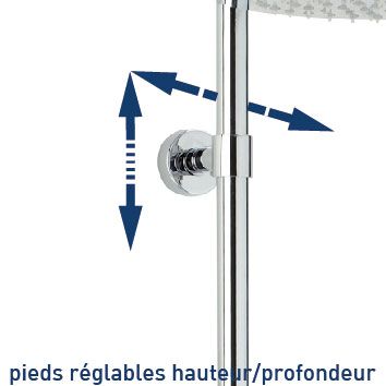 Colonne bain douche thermostatique avec tablettes, pomme de tête, douchette et flexible, chrome, Valentin Touareg