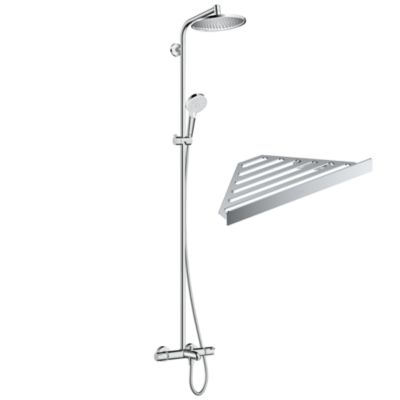 Colonne bain douche thermostatique HANSGROHE Crometta S 240 chromé + tablette Addstoris