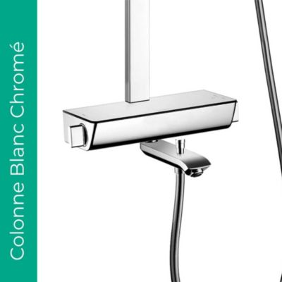 Colonne bain douche thermostatique HANSGROHE Raindance E 360 chromé + tablette AddStoris