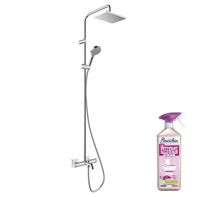 Colonne bain douche thermostatique HANSGROHE Vernis Shape 230 chromé + nettoyant Briochin