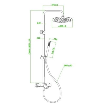 Colonne bain-douche thermostatique or Essebagno luisa II 250
