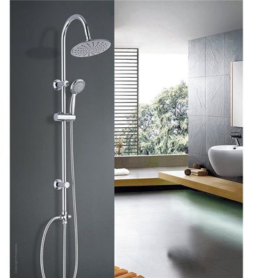 Colonne Barre de douche chromee Tête douchette 4 jets entraxe reglable