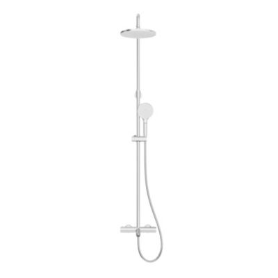 Colonne de bain/douche thermostatique avec pommeau, douchette 3 jets, flexible, barre réglable, chrome, GoodHome Anika