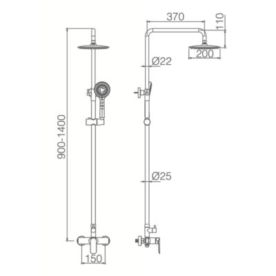 Colonne de Douche anti-calcaire Chrome IMEX URAL BDG040