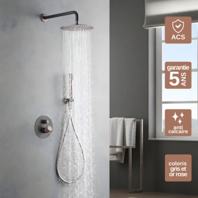 Colonne de Douche anti-calcaire Encastrée Gris et Champagne IMEX LINE GPD038/GC