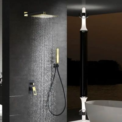 Colonne de Douche anti-calcaire Encastrée Noir Mat et Or Brillant IMEX SUECIA BDC032-6NGOLD