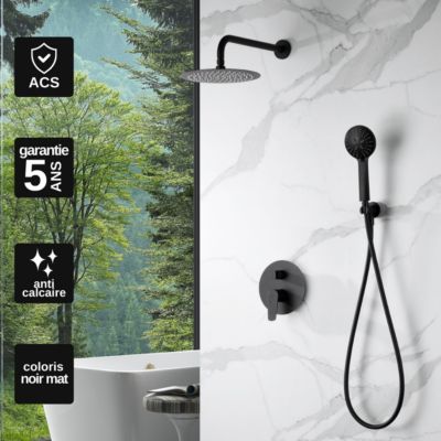 Colonne de Douche anti-calcaire Encastrée Noir Mat IMEX BELGICA GPZ044/NG