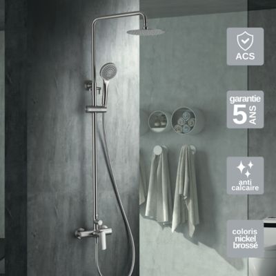 Colonne de Douche anti-calcaire Nickel Brossé IMEX URAL BDG040/NQ