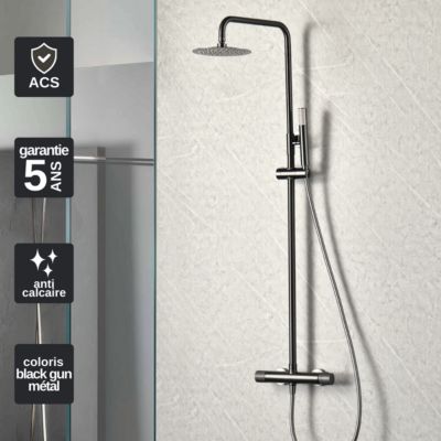 Colonne de Douche anti-calcaire Thermostatique Black Gun Métal IMEX LINE BTD038/BGM