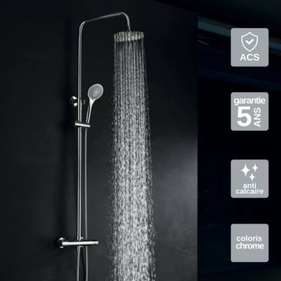 Colonne de Douche anti-calcaire Thermostatique Chrome IMEX CRETA BTC018