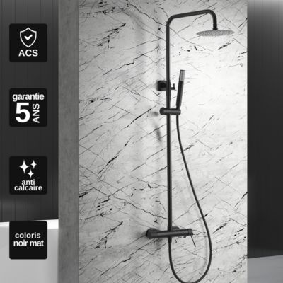 Colonne de Douche anti-calcaire Thermostatique Noir Mat IMEX LINE BTD038/NG