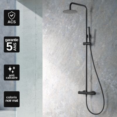 Colonne de Douche anti-calcaire Thermostatique Noir Mat IMEX NAPOLES BTN047/NG