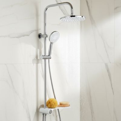 Colonne de douche avec étagère blanche