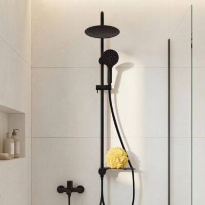 Colonne de douche avec étagère noire