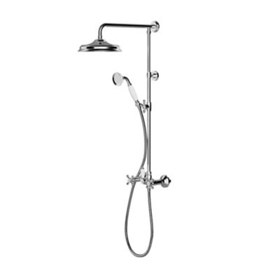 Colonne de douche avec mélangeur mécanique + douchette + flexible + barre réglable, chrome, GoodHome Etel
