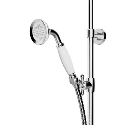 Colonne de douche avec mélangeur mécanique + douchette + flexible + barre réglable, chrome, GoodHome Etel