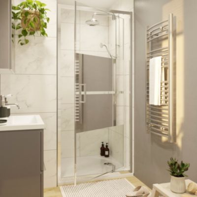 Colonne de douche avec mélangeur mécanique + douchette + flexible + barre réglable, chrome, GoodHome Etel