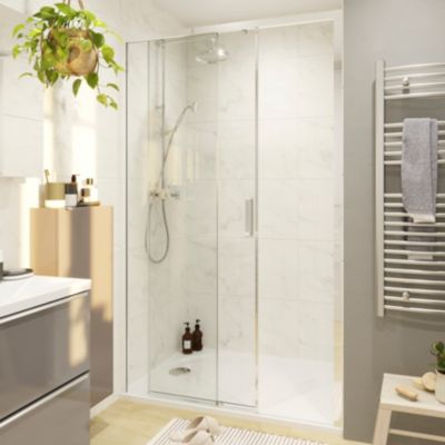 Colonne de douche avec mélangeur mécanique + douchette + flexible + barre réglable, chrome, GoodHome Etel