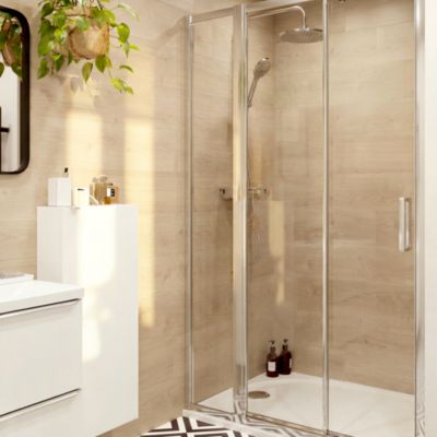 Colonne de douche avec mélangeur mécanique + douchette + flexible + barre réglable, chrome, GoodHome Etel