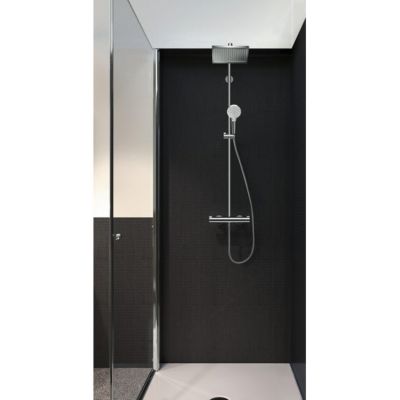 Colonne de douche avec mitigeur thermostatique + Douche de tête Crometta E 240 + Douchette 2 jets + Porte savon