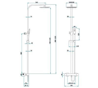 Colonne de douche avec mitigeur thermostatique LOMAZOO Estrella doré