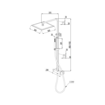 Colonne de douche carrée mécanique noire Essebagno Square II