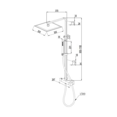 Colonne de douche carrée thermostatique noire Essebagno Square II