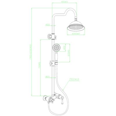 Colonne de douche chromé rétro mitigeur mécanique Essebagno Leeds 2