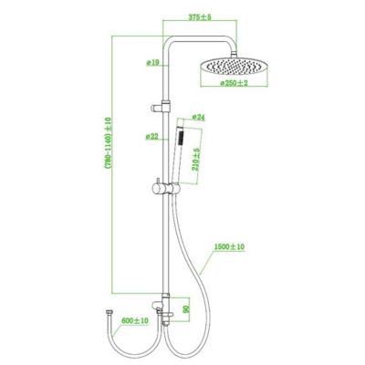 Colonne de douche cuivre brossé sans mitigeur Essebagno Luisa II