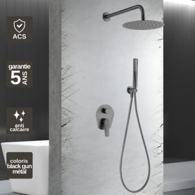 Colonne de Douche Encastrée anti-calcaire Black Gun Métal IMEX DELOS GPD055/BGM