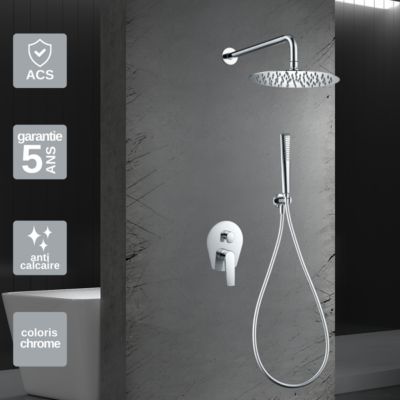 Colonne de Douche Encastrée anti-calcaire Chrome IMEX DELOS GPD055