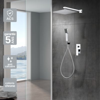 Colonne de Douche encastrée anti-calcaire Chrome IMEX PISA GPP048