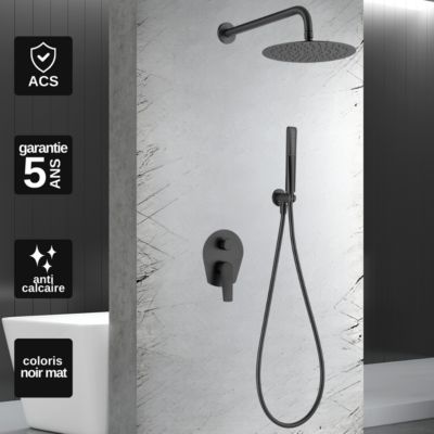 Colonne de Douche Encastrée anti-calcaire Noir Mat IMEX DELOS GPD055/NG