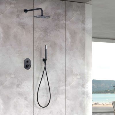 Colonne de Douche Encastrée anti-calcaire Noir Mat IMEX OLIMPO GPC033/NG