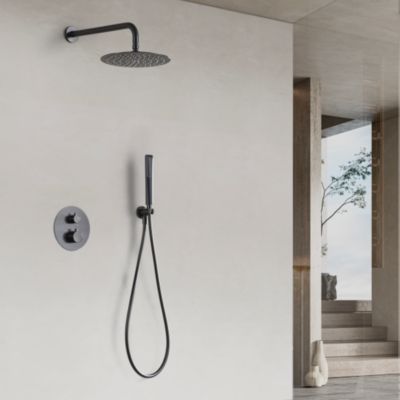 Colonne de Douche encastrée anti-calcaire Thermostatique Black Gun Métal IMEX NAPOLES GTN047/BGM