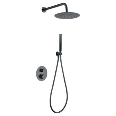 Colonne de Douche encastrée anti-calcaire Thermostatique Black Gun Métal IMEX NAPOLES GTN047/BGM