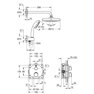 Colonne de douche encastrée GROHE Grohtherm 1000