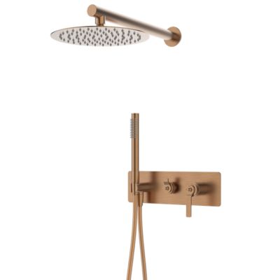 Colonne de douche encastrée mécanique cuivre brossé Essebagno Molette
