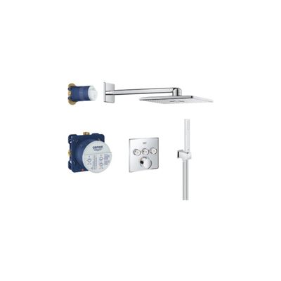 Colonne de douche encastrée thermostatique GROHE Grotherm SmartControl Douchette Euphoria Cube chromé