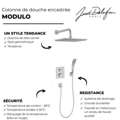 Colonne de douche encastrée thermostatique JACOB DELAFON Modulo