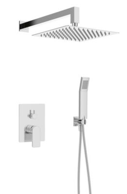 Colonne de douche encastrée mécanique carrée chrome, Edouard Rousseau Wall