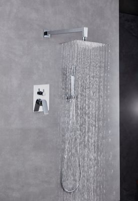 Colonne de douche encastrée mécanique carrée chrome, Edouard Rousseau Wall