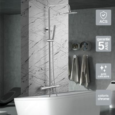 Colonne de Douche et Baignoire anti-calcaire Thermostatique Chrome IMEX LINE BTD038-B