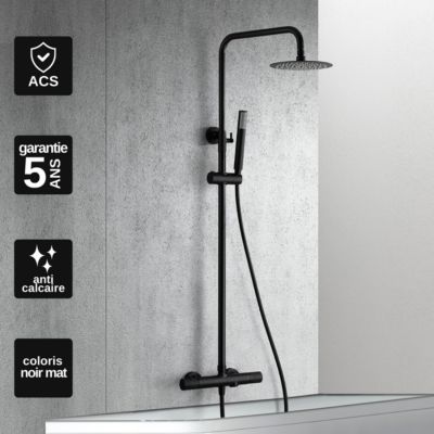 Colonne de Douche et Baignoire anti-calcaire Thermostatique Noir Mat IMEX LINE BTD038-B/NG