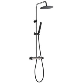 Colonne de douche façon inox et noir avec thermostatique Essebagno Kissy