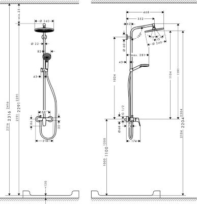 Colonne de douche Hansgrohe Showerpipe Crometta S 240