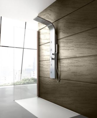 Colonne de douche hydromassage avec quatre fonctions en acier brossé