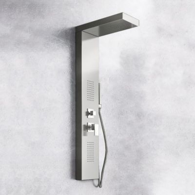 Colonne de douche hydromassage avec trois fonctions en acier brillant