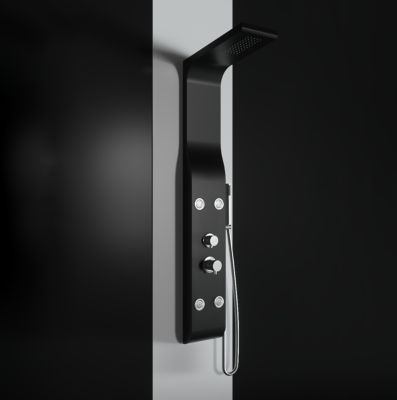 Colonne de douche hydromassage en ABS verni en poudre  noir mat